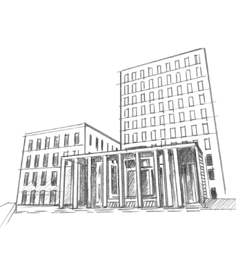 Cittadella Giudiziaria - Disegno &copy; Roberta Coralluzzo alkestudio.it